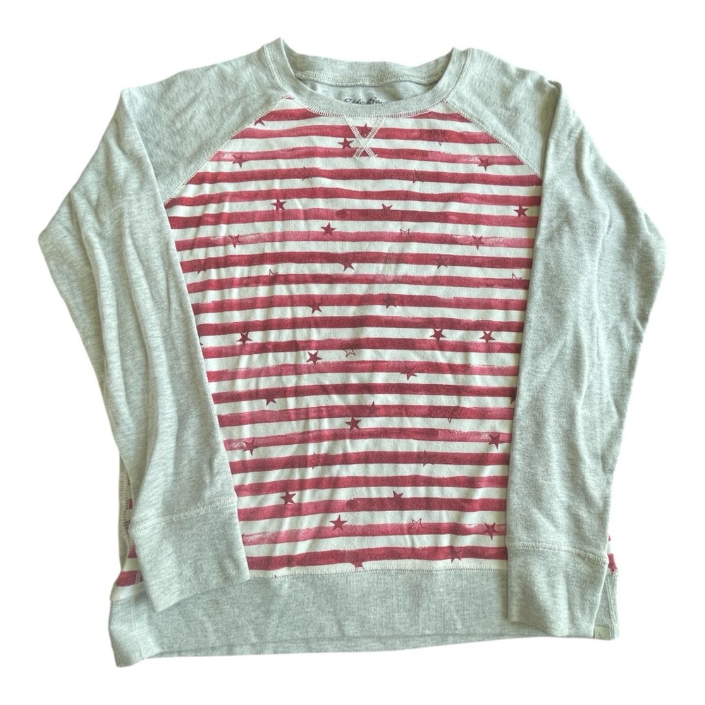 Eddie Bauer Red and Gray Star Striped Sweatshirt